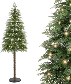 Yorbay Künstlicher Weihnachtsbaum 180cm Weihnachten Baum Deko mit LED Beleuchtung, Schmal PE Christbaum, Tanne, Naturgetreuer PE Weihnachtsbaum mit Scheibenbasis für Heim Geschäft