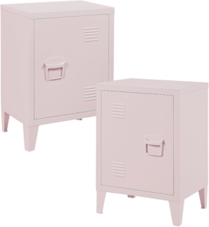 Nachtschrank Inari 2er Set Türgriff rechts und links Rosa [en. casa]