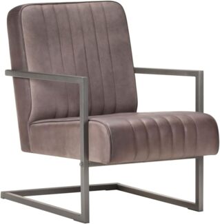 vidaXL Freischwinger Sessel Distressed Braun Echtleder