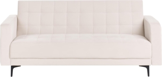 Schlafsofa ABERDEEN Samtstoff Hellbeige 3-Sitzer