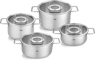 Fissler Topf-Set Fissler Pure Collection, Edelstahl 18/10 (Set, 4-tlg, Kochtopf 20/24cm, Bratentopf 20/24cm), backofengeeignet (bis 180°C),superthermic Boden, Made in Germany