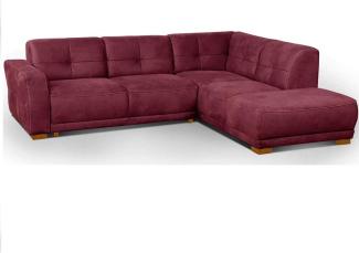 Cavadore Schlafsofa Modeo, mit Federkern, Sofa in L-Form mit Schlaffunktion im modernen Landhausstil, Holzfüße, 261 x 77 x 214, Lederoptik, rot