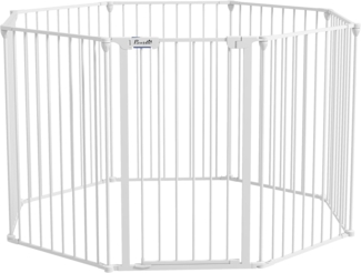 PawHut Freigehege Hundeabsperrgitter mit 8 Platten, Stahl, Weiß 154 x 154 x 90 cm