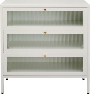 Kare Design Kommode Naxos, Weiß, Kommodenschrank, Aufbewahrung, Stahlgestell, mit 3 Ablagen, Schlafzimmer, Flur, 85 x 80 x 35 cm (H/B/T)