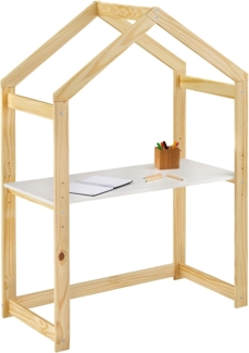 IDIMEX Kinderschreibtisch LIA, Kinder Basteltisch in Hausform, Maltisch höhenverstellbar natur/weiß