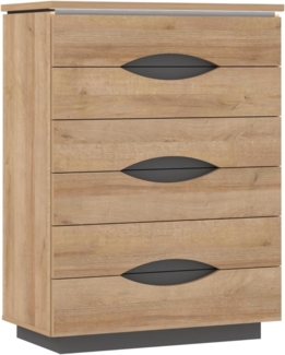 Forte INVERELL Sideboard mit 6 Schubladen, Holzwerkstoff, Riviera Eiche/Uni Wolfram Grau, B x H x T: 81,4 x 108,2 x 41,8 cm