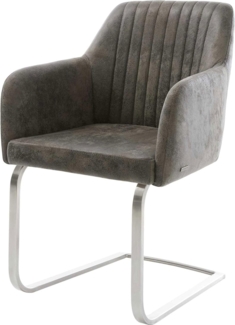 Freischwinger Greg-Flex Mikrofaser Grau Antik Freischwinger flach Edelstahl Taschenfederkern