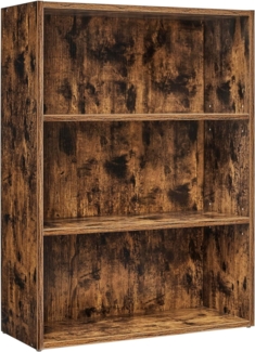 VASAGLE Bücherregal 3 Ebenen, Standregal, Aufbewahrungsregal, verstellbare Einlegeböden, für Wohnzimmer, Homeoffice, Schlafzimmer, vintagebraun LBC163X01