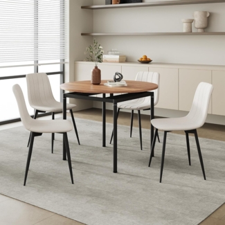 Essgruppe Hemnes 5-teilig Eicheoptik/Beige [en. casa]