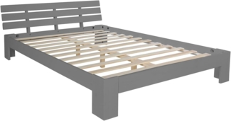 Homestyle4u Futonbett, massives Kiefernholz, Grau, 160x200 cm