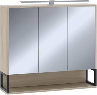 Badspiegelschrank Vionna Eiche/Schwarz 80 x 71.5 cm mit LED-Licht Vicco
