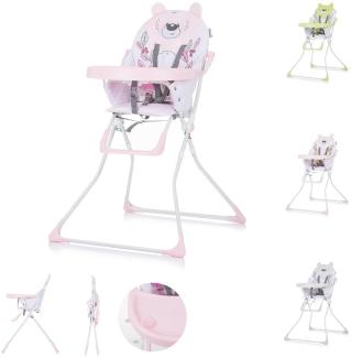 Chipolino Hochstuhl Teddy, klappbar, großer Tisch, verstellbare Fußablage, Gurt pink