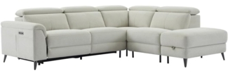 Vente-unique - Ecksofa Relaxsofa elektrisch - Stoff - Ecke Rechts - Beige - MAKORO