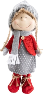 TrendLine Dekofigur Kind 19 x 18 x 56 cm rot/grau Weihnachten Xmas Winter