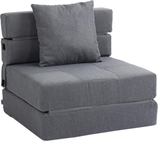 HOMCOM Schlafsessel klappbar, Schlafsofa, 2-in-1 Klappsessel mit Bettfunktion, Relaxsessel mit Kissen, Gästebett für Wohnzimmer, Schlafzimmer, bis 120 kg Belastbar, Dunkelgrau