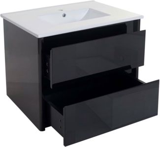 Waschbecken + Unterschrank HWC-B19, Waschbecken Waschtisch Badezimmer, hochglanz 50x80cm ~ schwarz