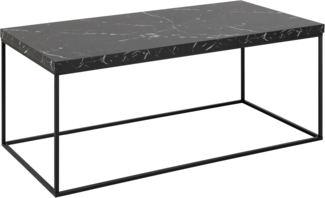 ACTONA GROUP Couchtisch Barossa Wohnzimmertisch, Sofatisch, Kaffeetisch, rechteckig, Steinoptik, schwarze Stahlbeine, Breite 110 cm