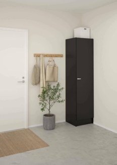 Dmora - Großer Kleiderschrank Cecile, Schlafzimmermöbel, Schrank, Garderobe, 49x47 h200 cm, Schwarz