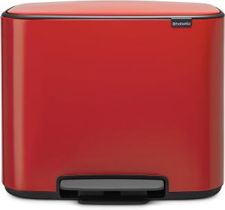 Brabantia Bo Treteimer 11 plus 23 L Abfalleimer, Metall, Passion Red, 54x36. 5x44 cm