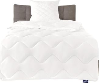 Traumnacht 4-Star Duo Winterdecke kuschelig warme Bettdecke, aus Baumwollmischgewebe, 155x220 cm, waschbar, weiß