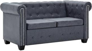 vidaXL Chesterfield-Sofa 2-Sitzer Wildleder-Optik Grau