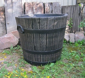 Pflanzkübel POLKA, Größe L, Holzoptik, Eimer