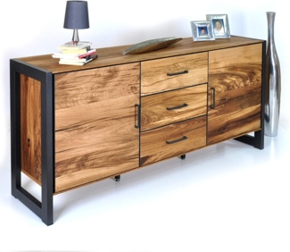 Sideboard Jolly / Janne , Holzwerkstoff, Metall , Holzfarben , 168 x 81 x 40 cm