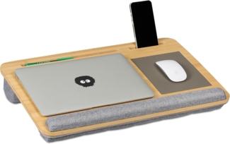 relaxdays Laptop Tablett Laptopkissen Handgelenkauflage & Mauspad, Bambus