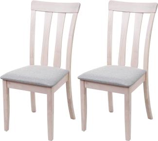 2er-Set Esszimmerstuhl HWC-G46, Küchenstuhl Stuhl, Stoff/Textil Massiv-Holz ~ helles Gestell, grau