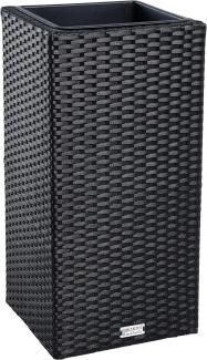 Polyrattan Blumenkübel Pflanzkübel 60 cm Rattan Blumentopf Übertopf Topf Schwarz