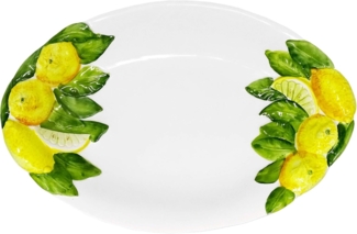 Lashuma Obstschale Zitrone, Keramik, (1-tlg), Flache Servierschüssel oval 38x26 cm