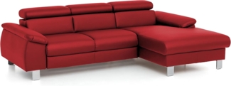 Mivano Ecksofa Micky mit Recamiere / L-Form-Sofa mit Schlaffunktion, Bettkasten und Kopfteilverstellung / 244 x 72 x 166 / Kunstleder, Rot