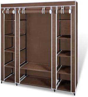 vidaXL Stoffschrank mit Fächern und Stangen 45×150×176 cm Braun 240496