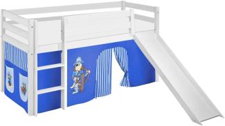 Lilokids 'Jelle' Spielbett 90x190 cm, Pirat Blau, Kiefer massiv, mit Rutsche und Vorhang