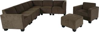 Modular Sofa-System Couch-Garnitur Lyon 6-1-1, Stoff/Textil ~ braun