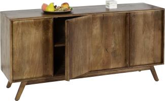 Sideboard HWC-L96, Kommode Schrank Anrichte, 4 Fächer und 4 Regalböden, Massiv-Holz Mango 72x146x43cm MVG, natur