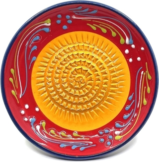 Kaladia Multireibe Reibeteller in rot und orange, Keramik, handbemalte Küchenreibe - Made in Spain