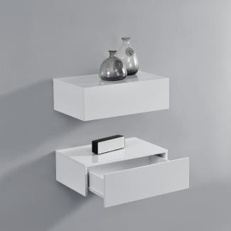 en. casa 2er Set Nachtschrank Oslo 46 x 30 x 15 cm Hochglanz