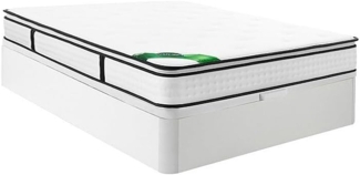 Vente-unique - Bett-Set 140 x 190 cm, Bettkasten weiß + 7-Zonen-Taschenfederkernmatratze mit integriertem Topper und Bambusbezug, Höhe 26 cm - MIREZA von NATUREA