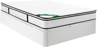 Vente-unique - Bett-Set 140x190 cm, Bettkasten weiß + 7-Zonen-Taschenfederkernmatratze mit integriertem Topper und Bambusbezug, Höhe 26 cm - MIREZA von NATUREA