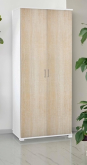 Dmora - Mehrzweckschrank Alisso, Linearschrank mit 2 Flügeltüren, Kleiderschrank mit 4 verstellbaren Einlegeböden, Modernes Schuhregal, 100% Made in Italy, Cm 90x45h195, Eiche und Weiß