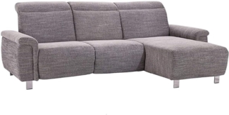 Cavadore Ecksofa Tawo mit Longchair rechts / Polsterecke mit Relaxliner und Kopfteilverstellung im modernen Design / 253 x 91 x 168 / Strukturstoff Dunkelgrau