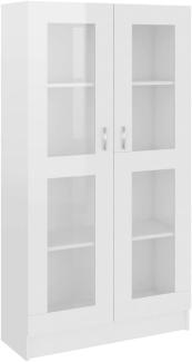 vidaXL Vitrinenschrank Bücherschrank Aktenschrank Büroschrank Vitrine Schrank Bücherregal Standvitrine Hochglanz-Weiß 82,5x30,5x150cm Spanplatte