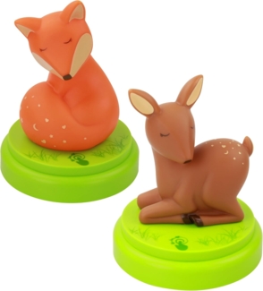 ANSMANN Nachtlicht Fuchs & Reh Set - Süße Einschlafhilfe mit Touchsensor