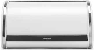 Brabantia Single Rollbrotkasten Fresh White, Brotkasten, Brotbox mit Rolltür, Stahl, Weiß, 306044