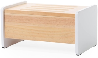 CHILDHOME, 2-in-1 Tritthocker, Holztritt, Trittschemel,Kinderschemel, Aufbewahrungsbox, rutschfest, mitwachsend, robust, stabil, 35 x 23 x 18, Naturweiß