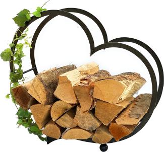 DanDiBo Kaminholzregal Innen Metall Herz Kaminholzständer 64 cm 181134 Holzkorb Kaminholzhalter Feuerholzhalter