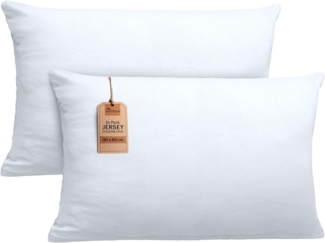 NatureMark 2er Pack Jersey Kissenbezug Kissenhülle Kissenbezüge Seitenschläferkissen Nackenkissen viele Größen und Farben ÖKO-TEX (40x60 cm (Nackenkissen geeignet), Weiß)