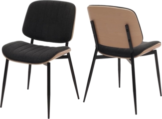 2er-Set Esszimmerstuhl HWC-O44, Küchenstuhl Stuhl, Bugholz Stoff (370g/m²) Öko-Tex FSC® ~ natur, dunkelgrau
