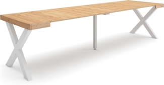 Skraut Home | Ausziehbarertisch | Multifunktionaler ausziehbarer | 300 | Für 14 Gäste | Massivholz Beine | Moderner Stil | Eiche